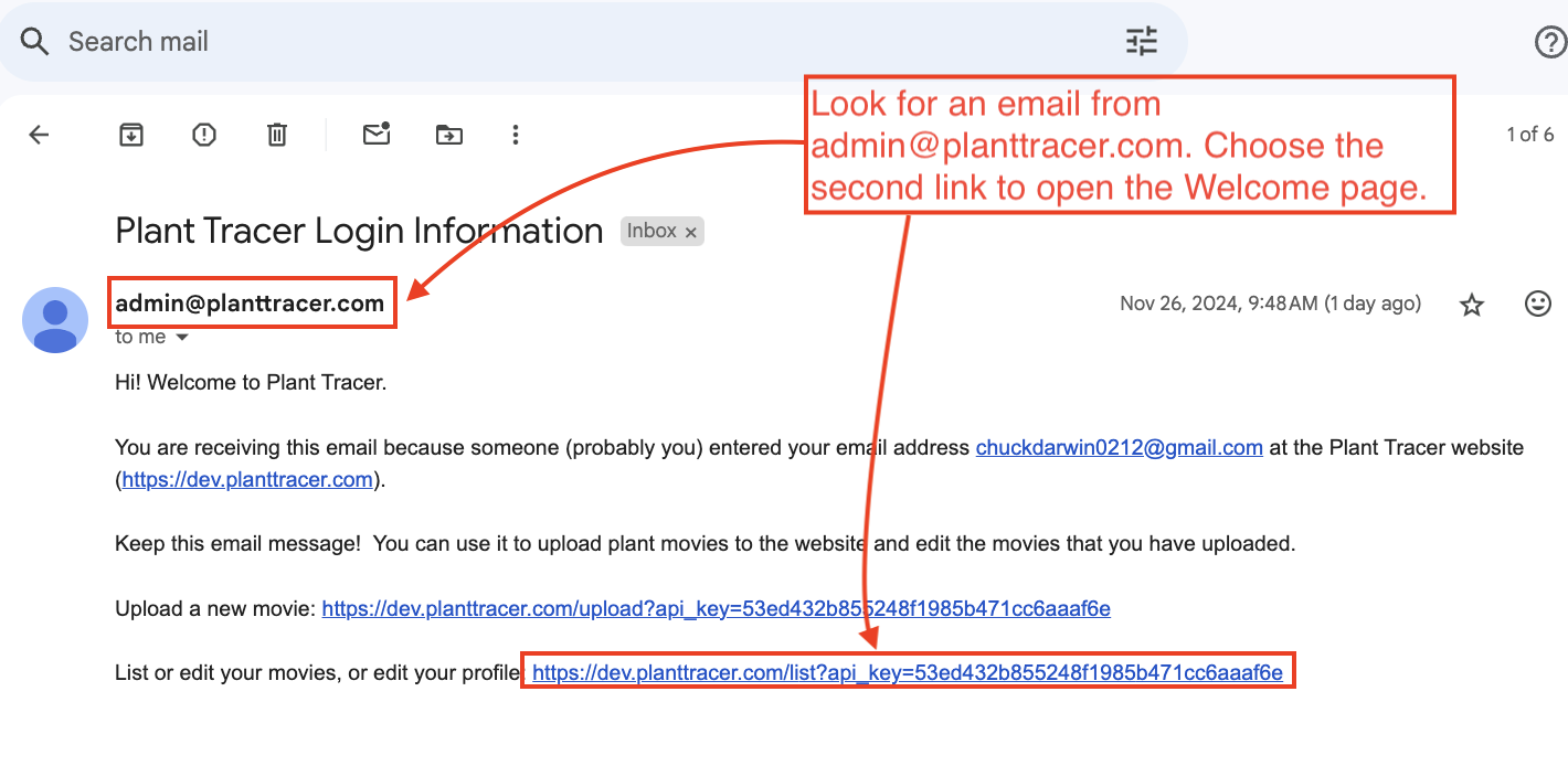 email from Plant Tracer