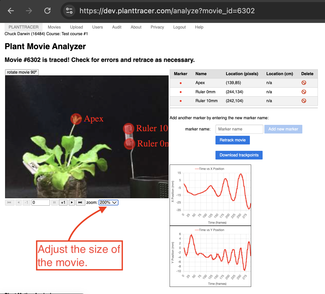 Adjusting the Zoom in Plant Tracer