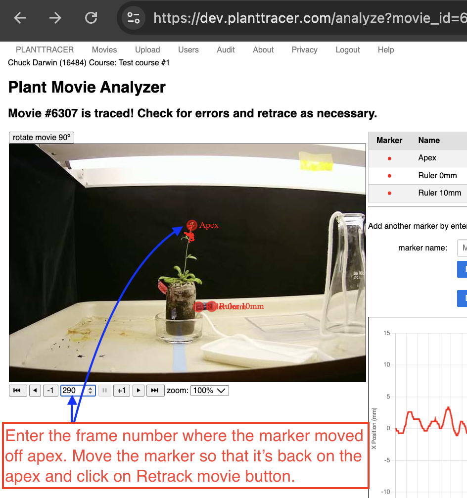 Retrack Movie in Plant Tracer